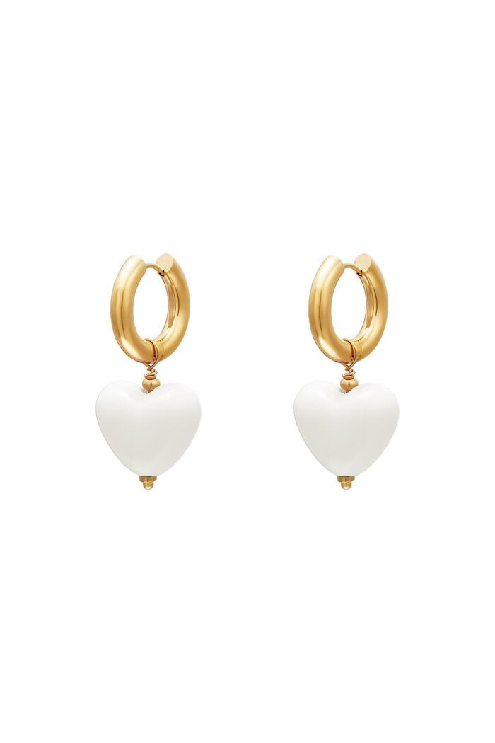 Renkli kalp küpeler - #summergirls koleksiyonu White gold Stainless Steel 