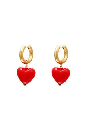 Boucles d'oreilles cœur coloré - collection #summergirls Rouge Acier inoxydable h5 