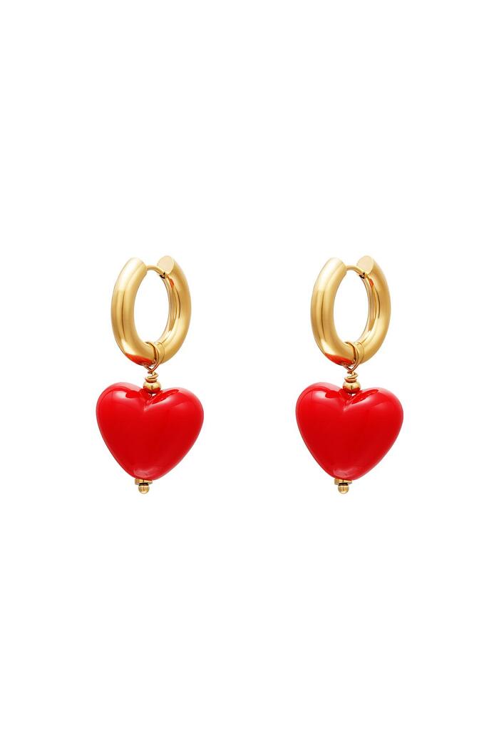 Boucles d'oreilles cœur coloré - collection #summergirls Rouge Acier inoxydable 