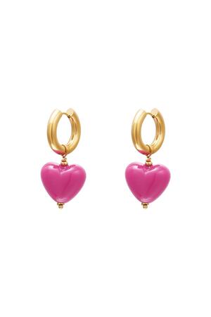 Renkli kalp küpeler - #summergirls koleksiyonu Pink Stainless Steel h5 