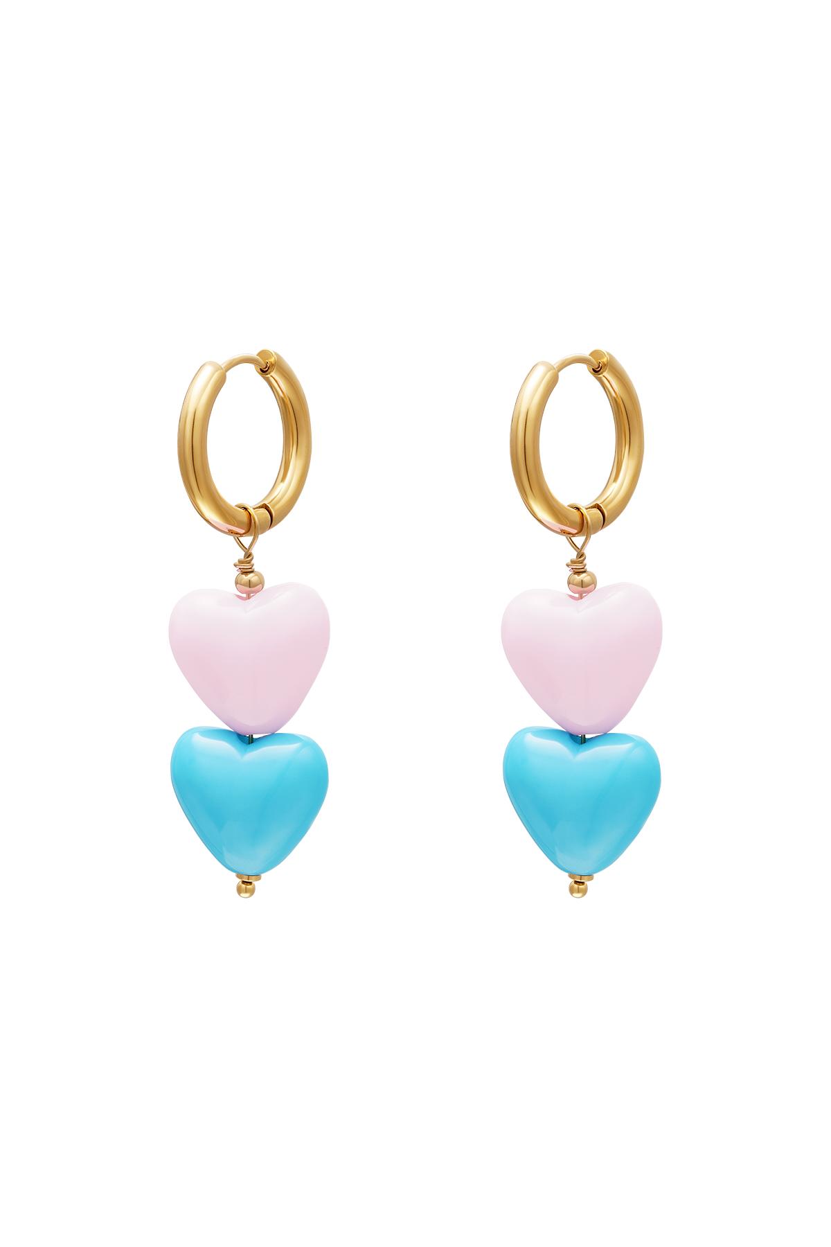 Colourful hearts earrings - #summergirls collection Blue &amp; Gold Stainless Steel