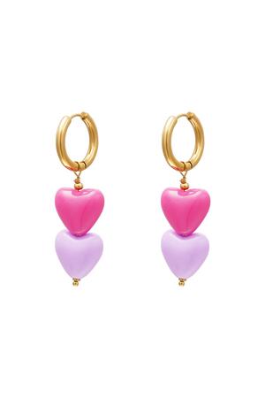 Kleurrijke hartjes oorbellen - #summergirls collection Paars Stainless Steel h5 