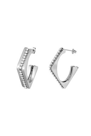 Diamond zircon earrings Silver Stainless Steel h5 