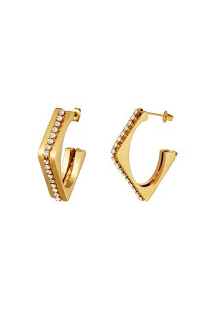 Diamond zircon earrings Gold Stainless Steel h5 