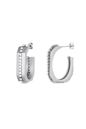 Oval zircon earrings Silver Stainless Steel h5 