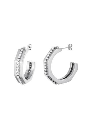 Earrings with zircon details Silver Stainless Steel h5 