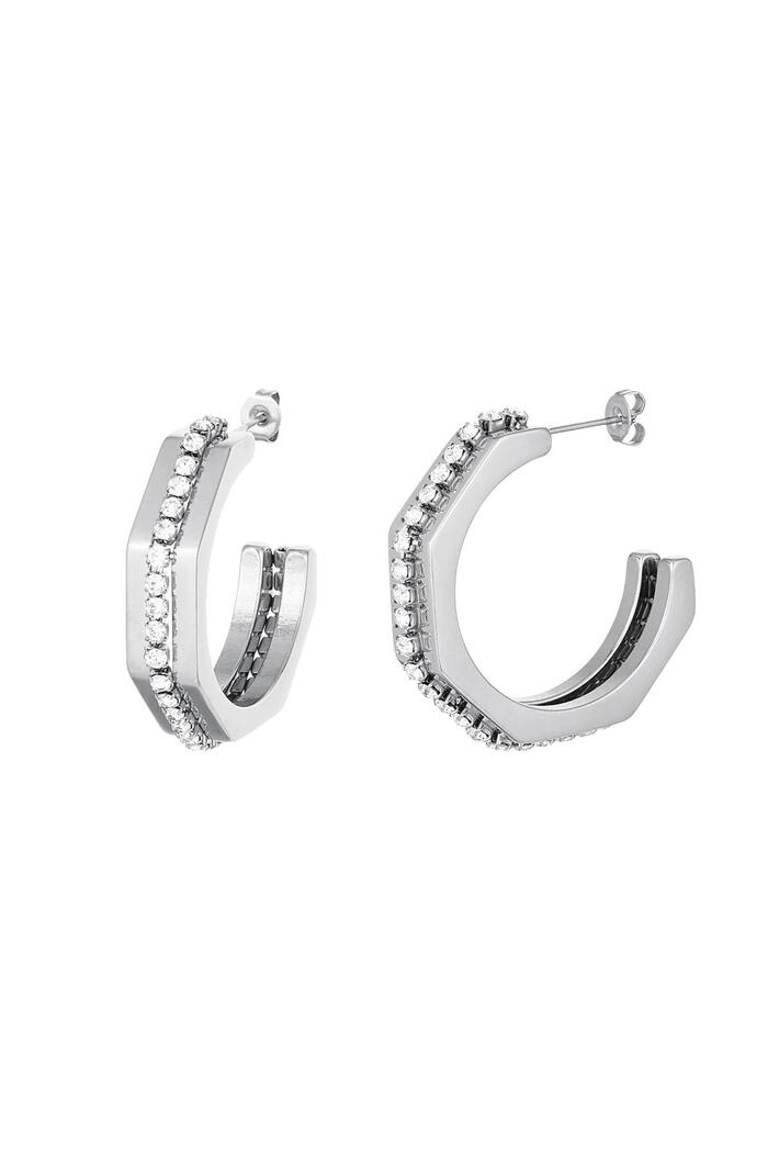 Earrings with zircon details Silver Stainless Steel 