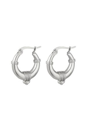 Stainless steel earrings with rope detail - small Silver h5 