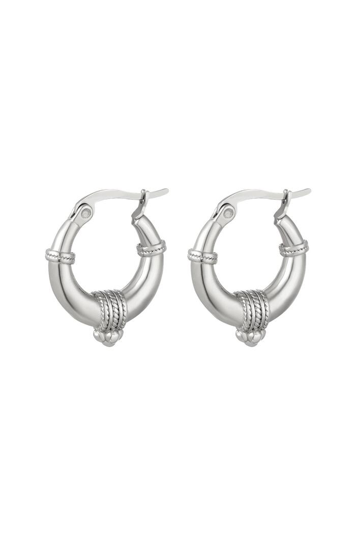 Boucles d'oreilles en acier inoxydable avec détail de corde - petit Argenté 