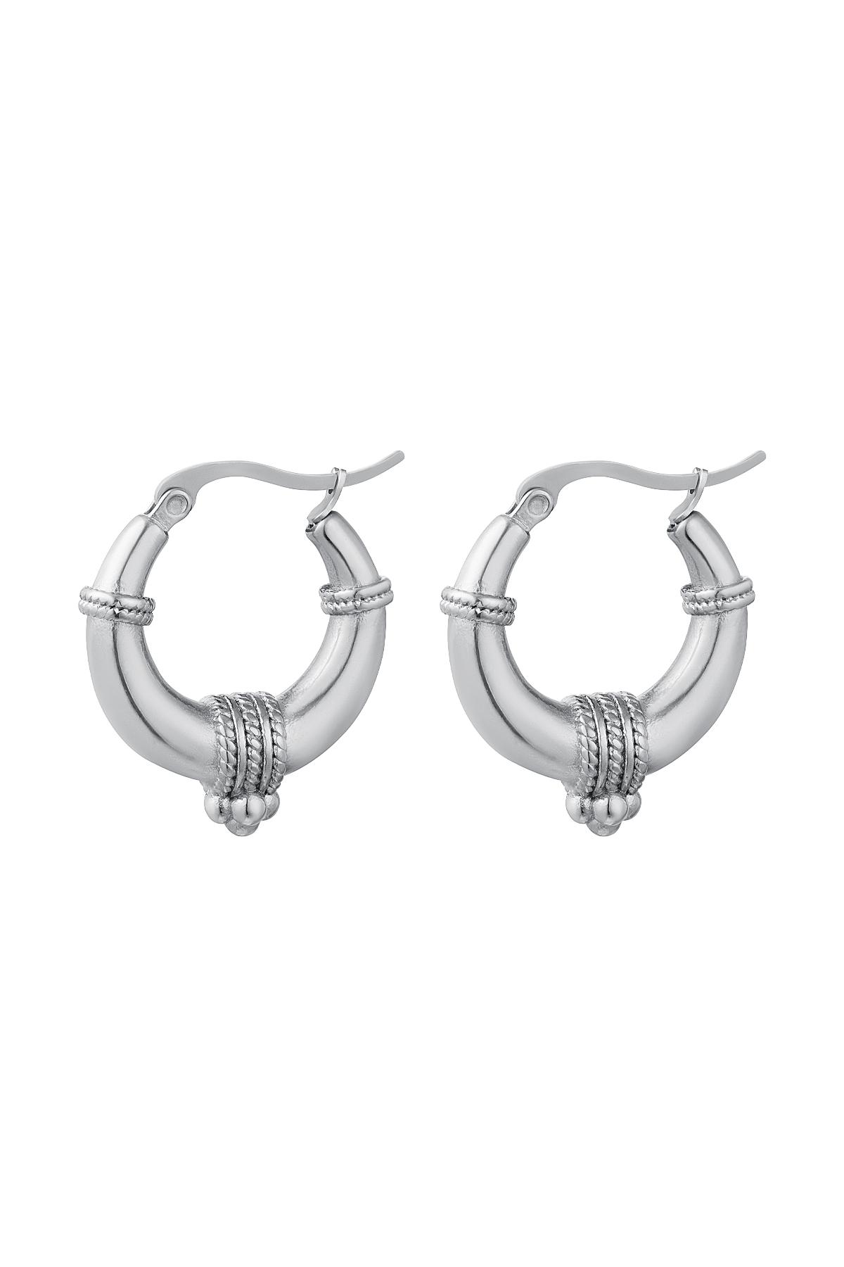 Stainless steel earrings with rope detail - Large Silver h5 
