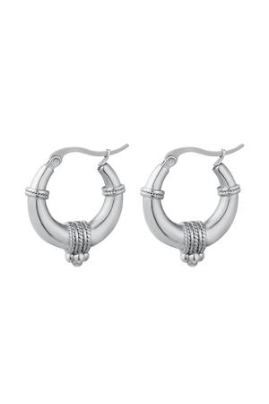 Boucles d'oreilles en acier inoxydable avec détail de corde - Grand Argenté h5 
