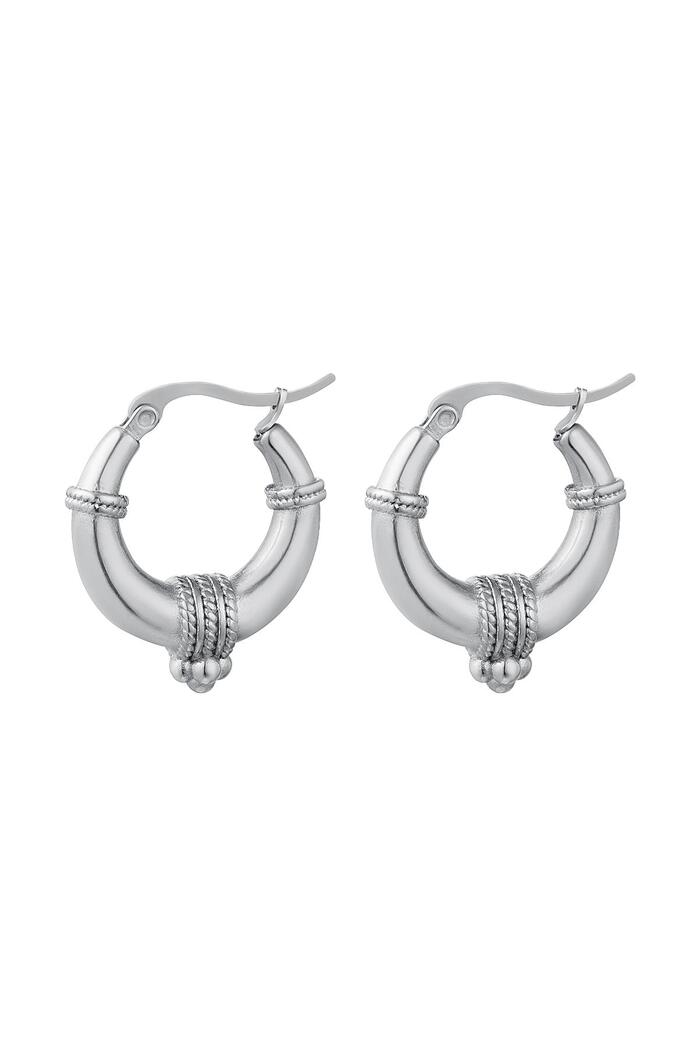Boucles d'oreilles en acier inoxydable avec détail de corde - Grand Argenté 