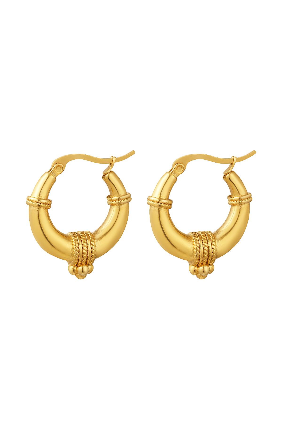 Stainless steel earrings with rope detail - Large Gold h5 