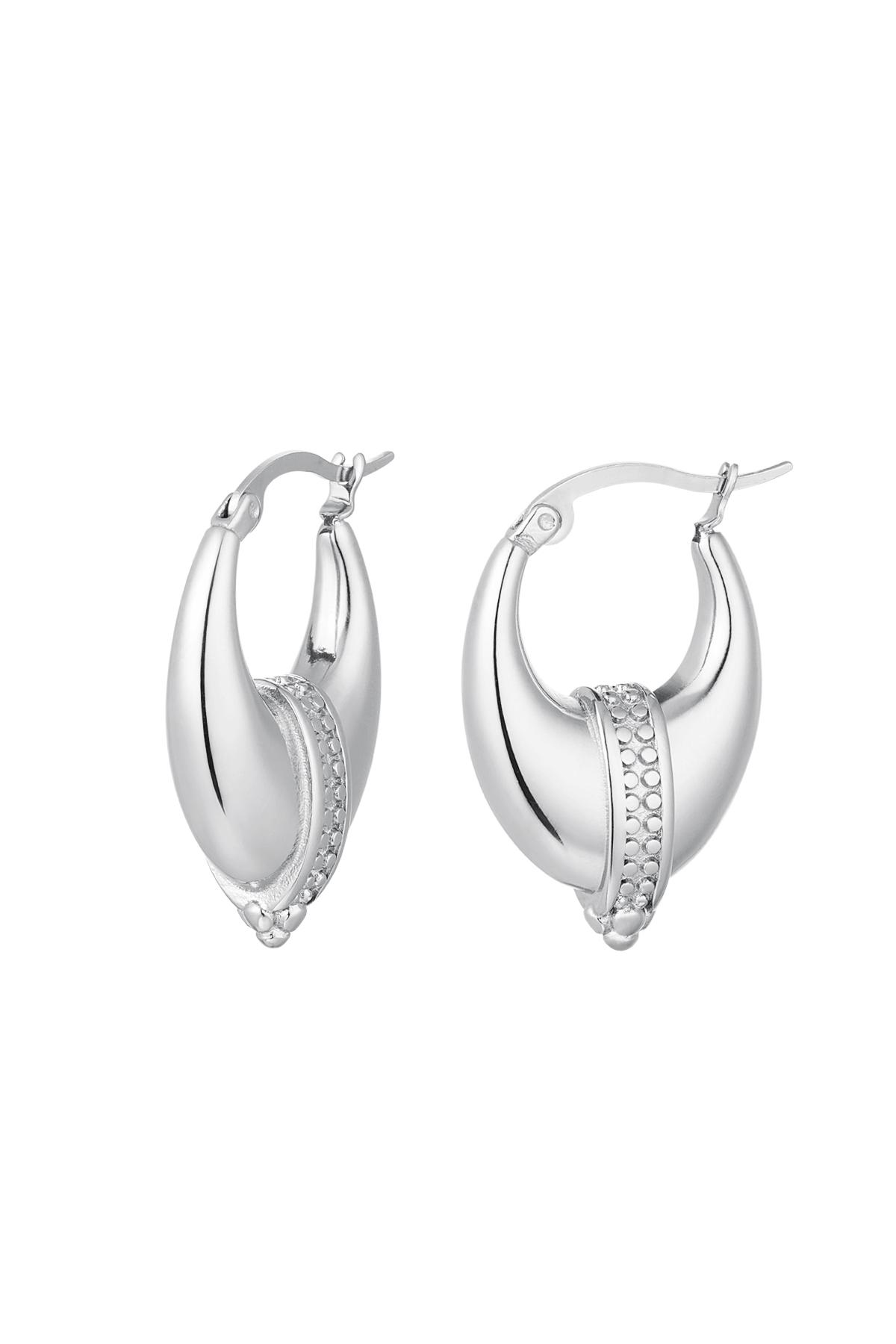 Earrings with detail in the middle Silver Stainless Steel h5 