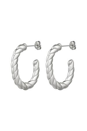 Big stainless steel earrings twisted Silver h5 