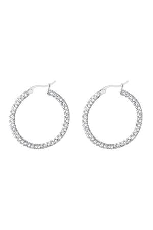 Round zircon earrings - large Silver Stainless Steel h5 