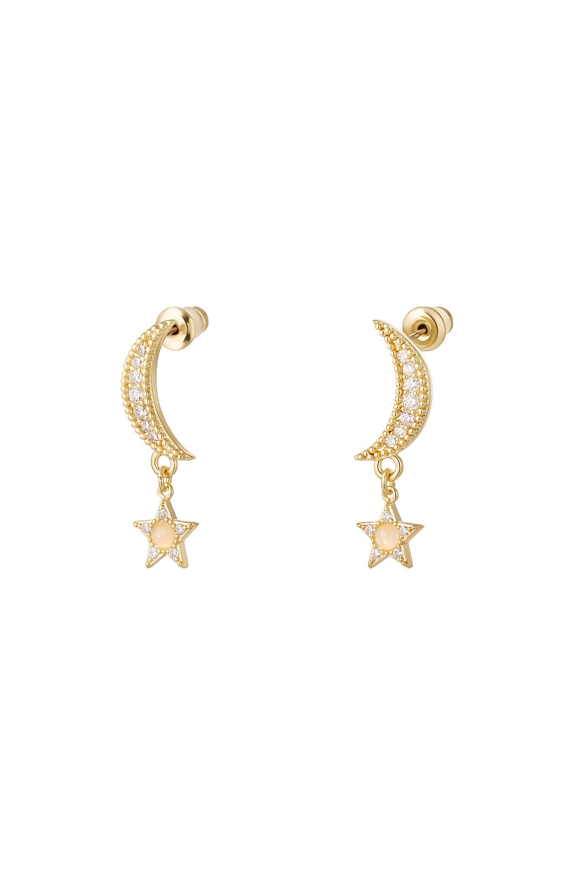 Earrings moon and star - Sparkle collection Gold Color Copper 2