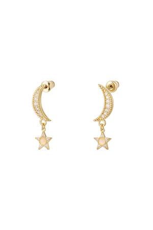 Earrings moon and star - Sparkle collection Gold Copper h5 
