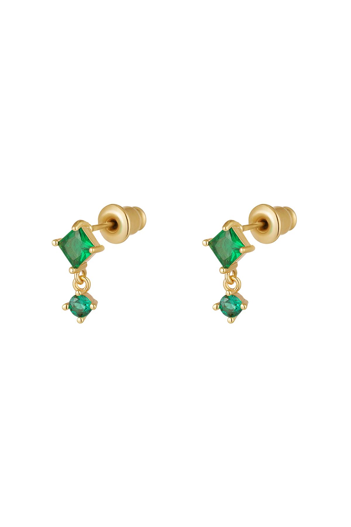 Boucles d'oreilles pierres colorées - Collection Sparkle Vert & Or Cuivré h5 