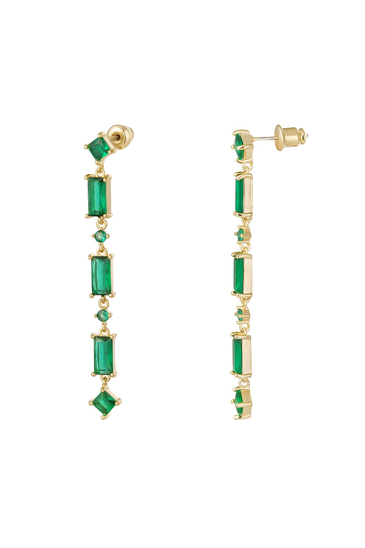 Earrings colored stones - Sparkle collection Green Copper