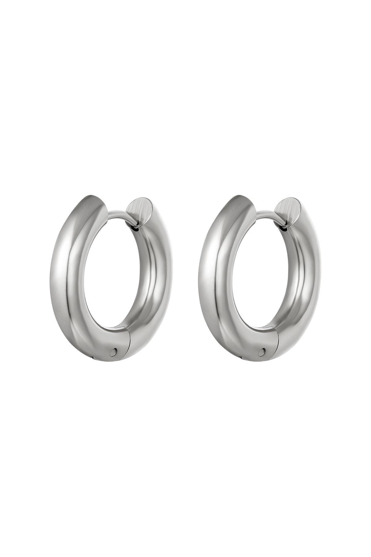 Basic creoles earrings - medium Silver Stainless Steel