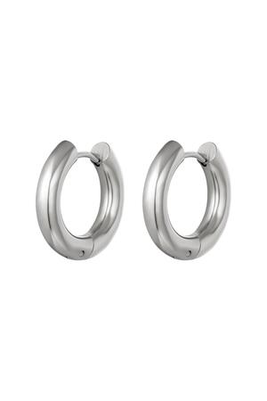 Basic creoles earrings - medium Silver Stainless Steel h5 