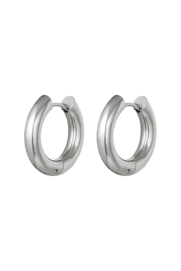 Basic creoles earrings - medium Silver Stainless Steel 