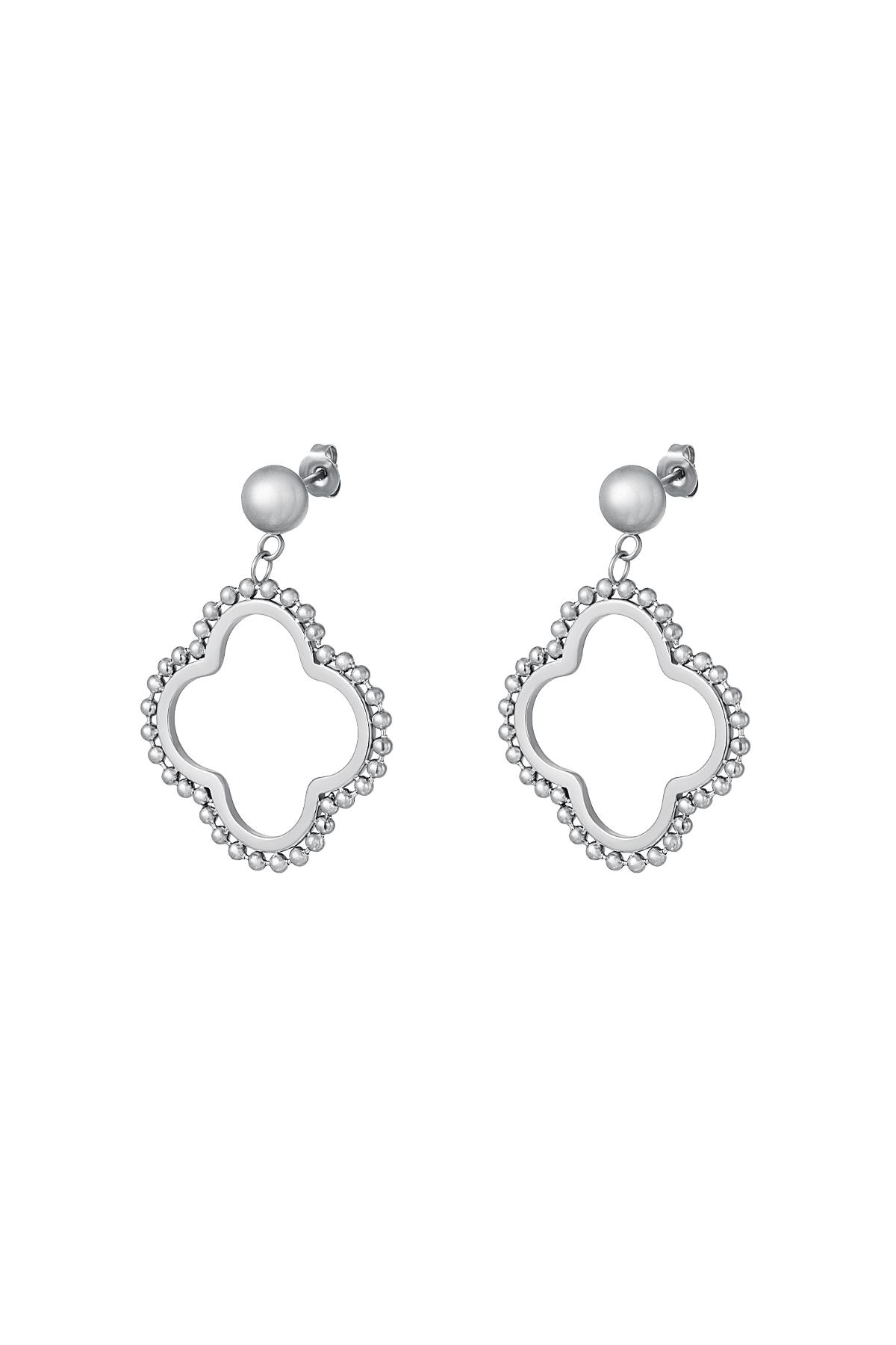 Dotted clover earrings Silver Stainless Steel h5 