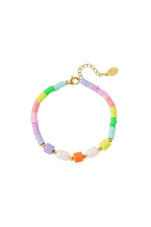 Pulsera perlas de colores - colección Rainbow Multicolor Acero inoxidable h5 