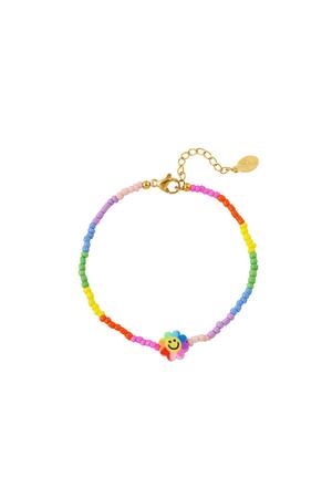 Smiley armband met bloemen - Rainbow collectie Multi Stainless Steel h5 