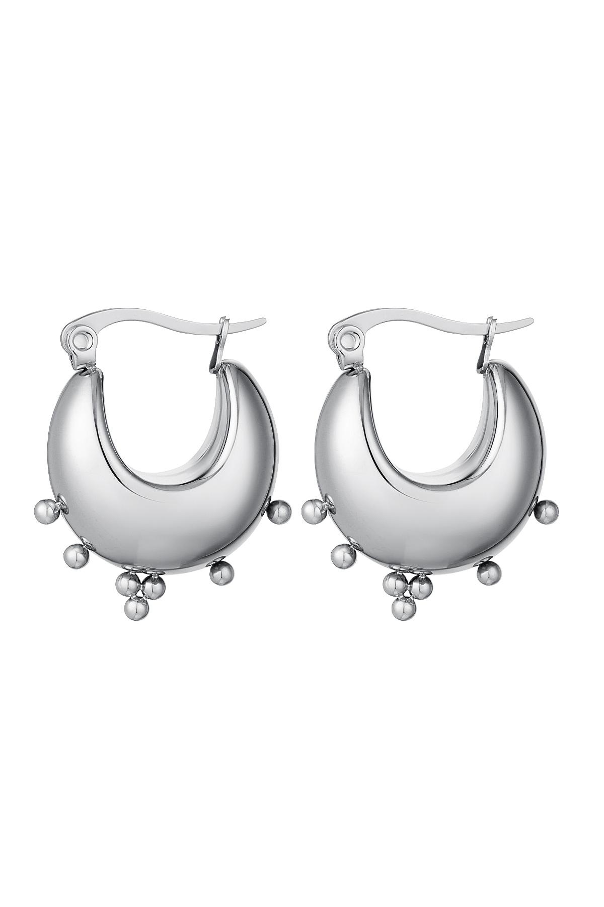 Massive earrings with dots  Silver Stainless Steel 