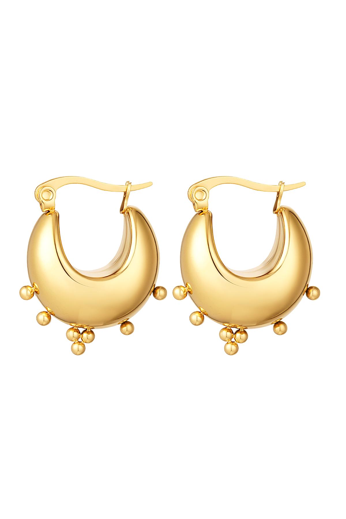 Massive earrings with dots  Gold Stainless Steel h5 