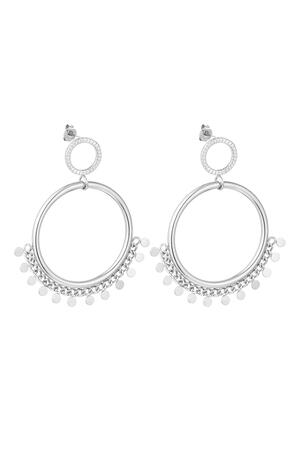 Hanging stud earrings with circel detail  Silver Stainless Steel h5 