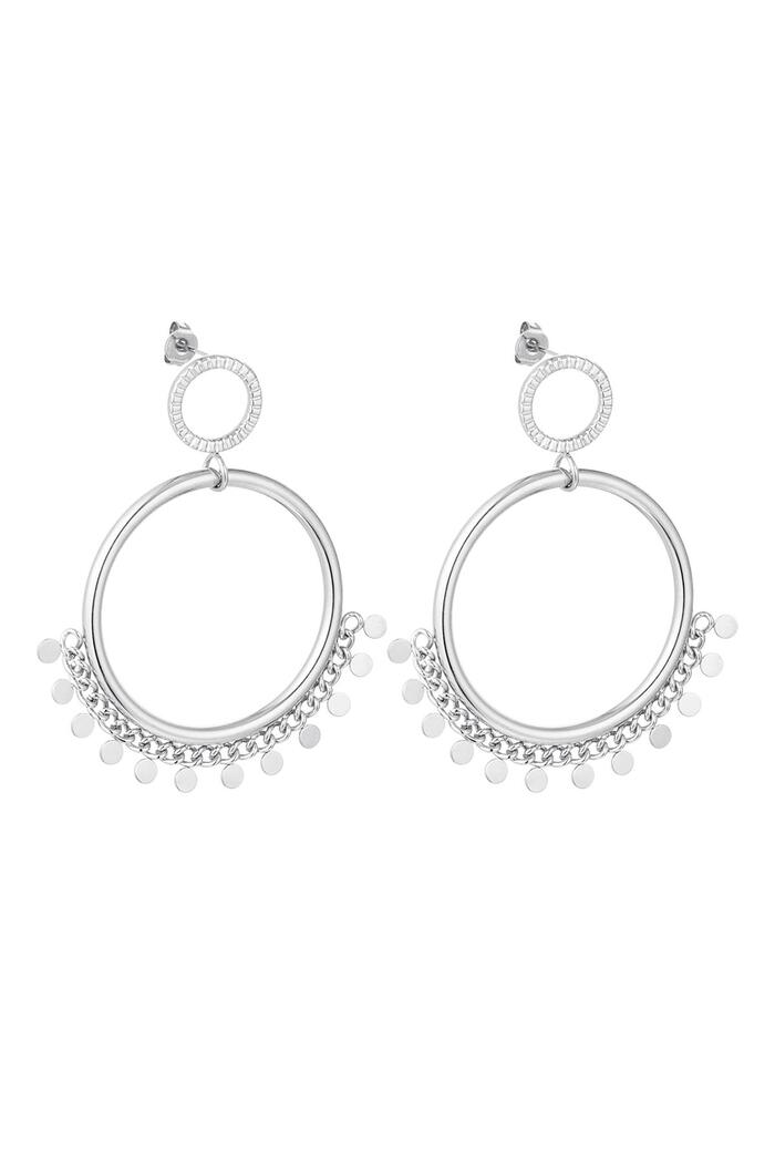 Hanging stud earrings with circel detail  Silver Stainless Steel 