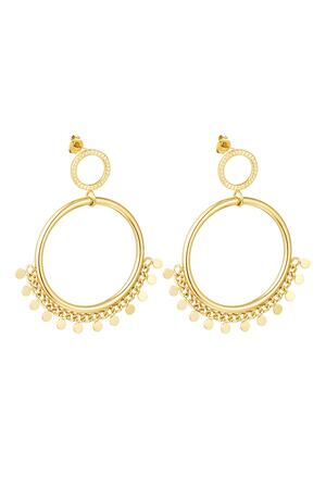 Hanging stud earrings with circel detail  Gold Stainless Steel h5 