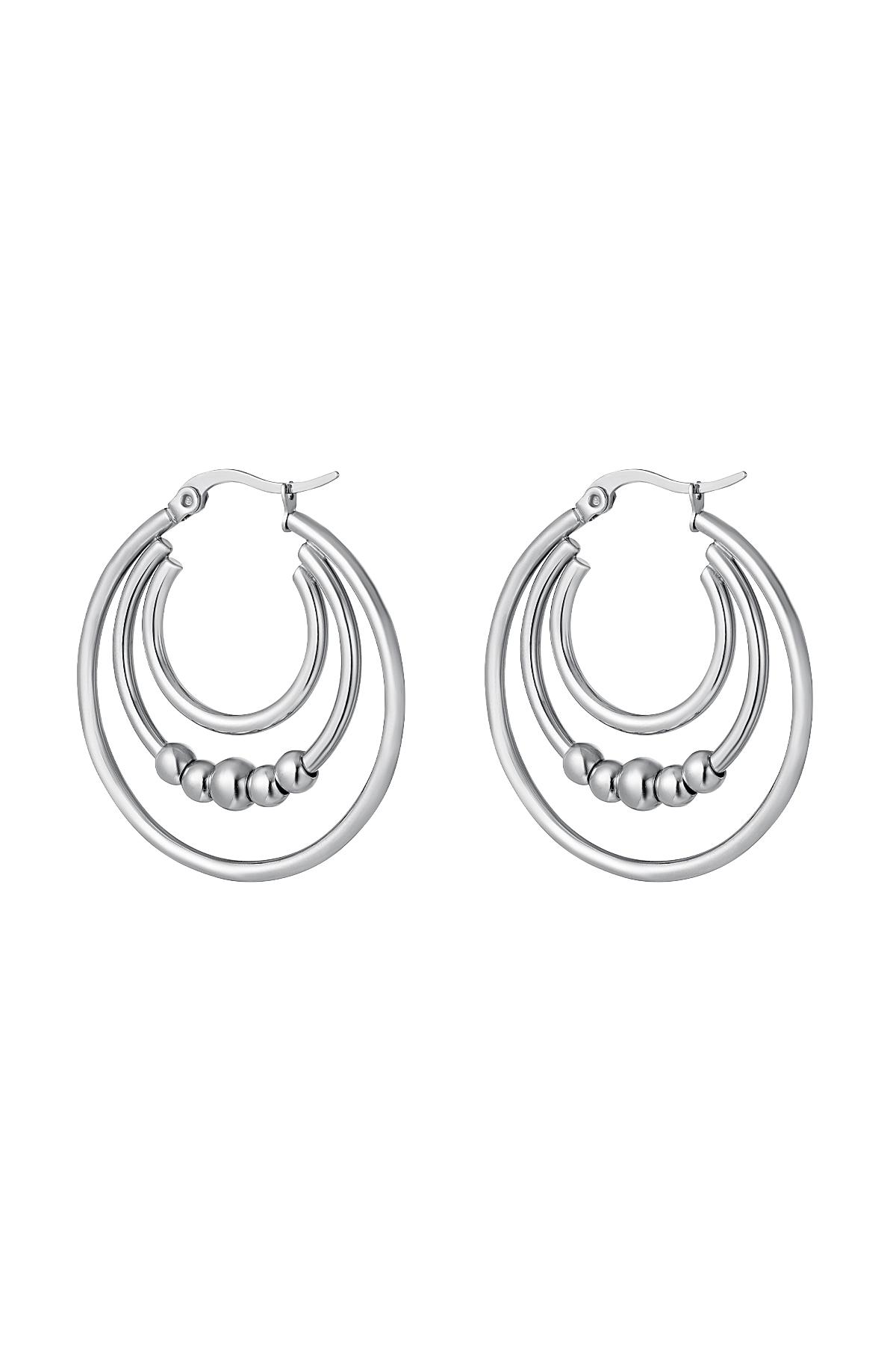 Boucles d'oreilles double chaîne ornées de perles Argenté Acier inoxydable h5 