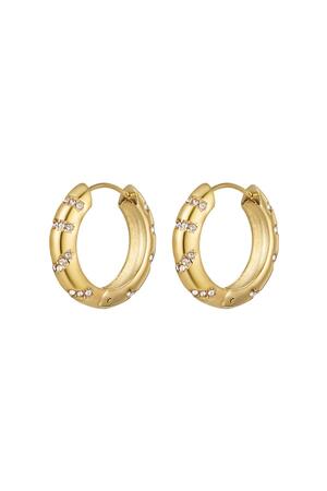 Earrings rhinestone stripes Gold Stainless Steel h5 