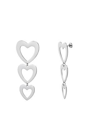 Hanging earrings three hearts Silver Stainless Steel h5 
