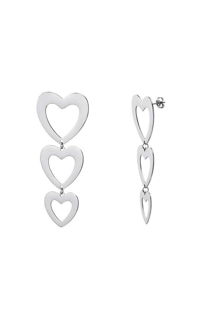 Hanging earrings three hearts Silver Stainless Steel 