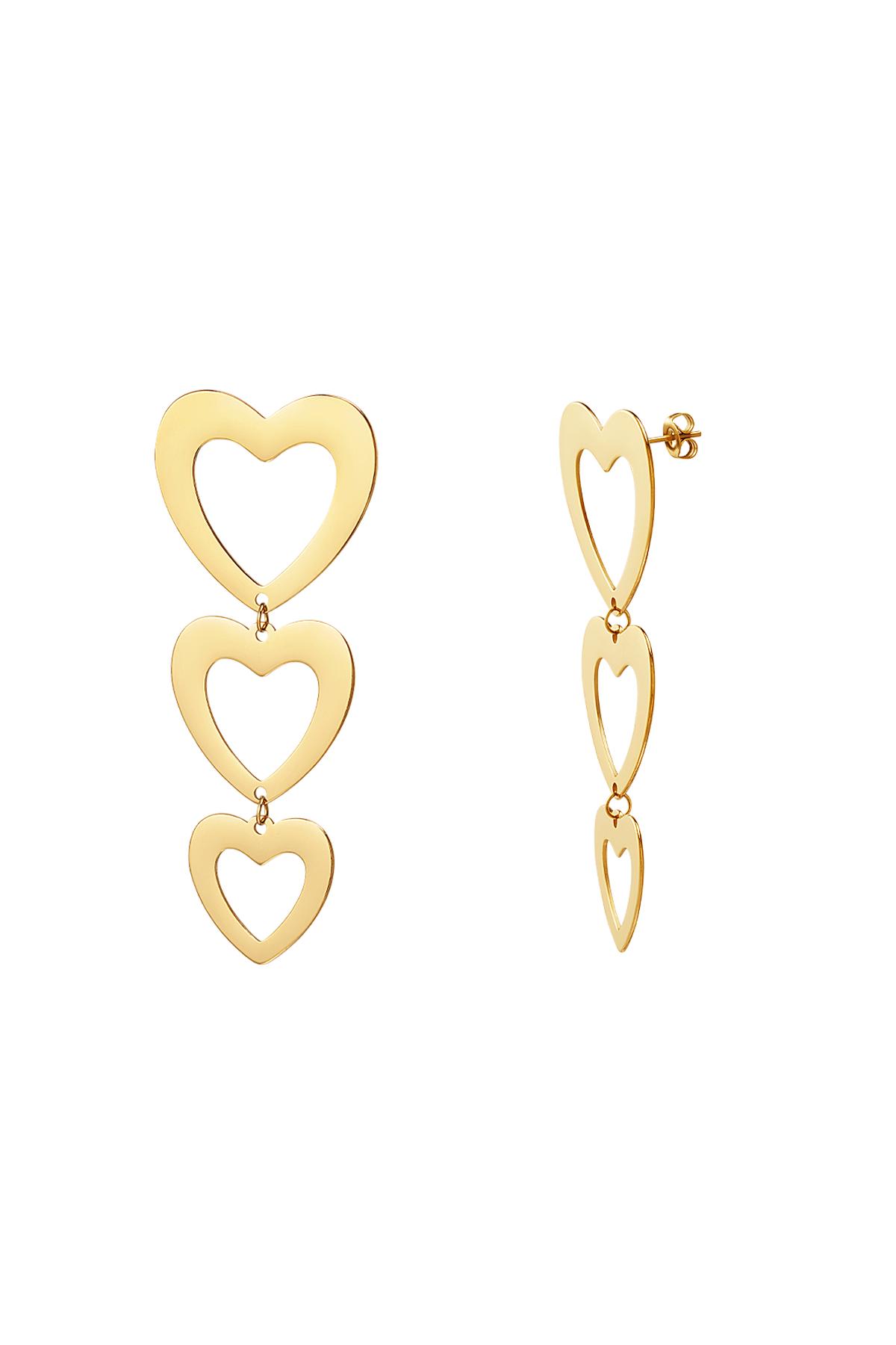 Hanging earrings three hearts Gold Color Stainless Steel 2