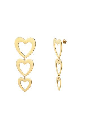 Hanging earrings three hearts Gold Stainless Steel h5 