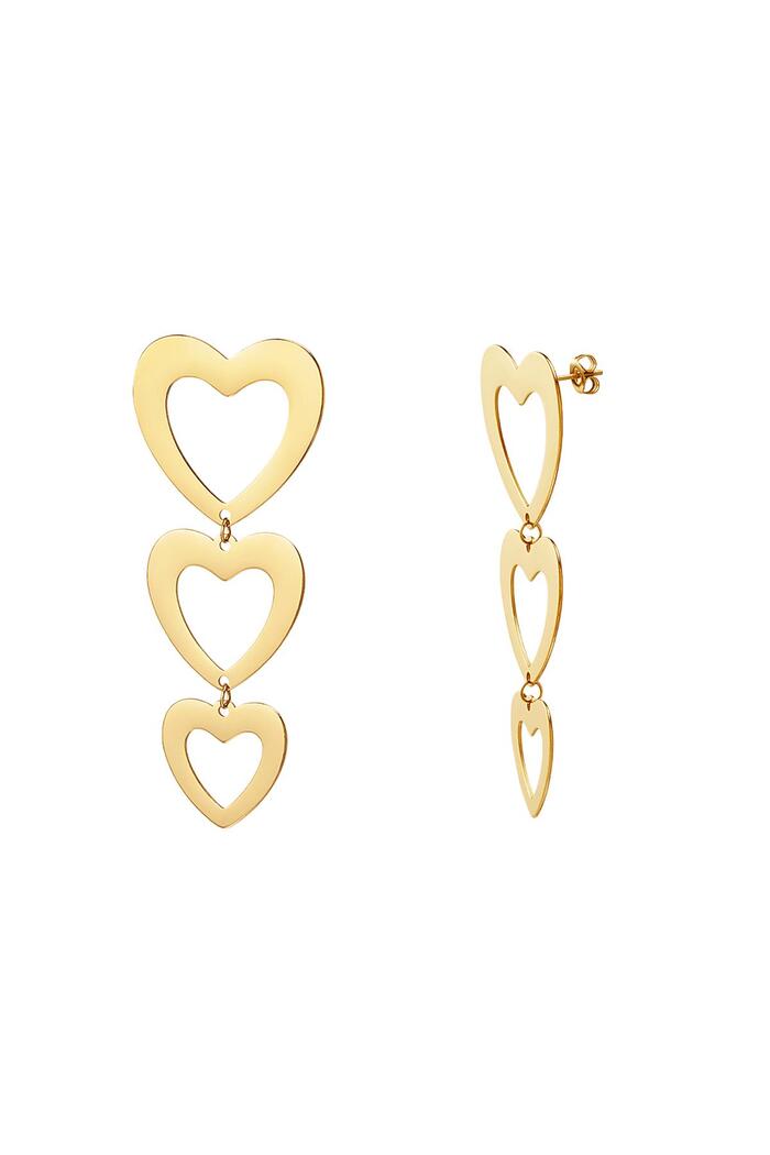 Hanging earrings three hearts Gold Stainless Steel 