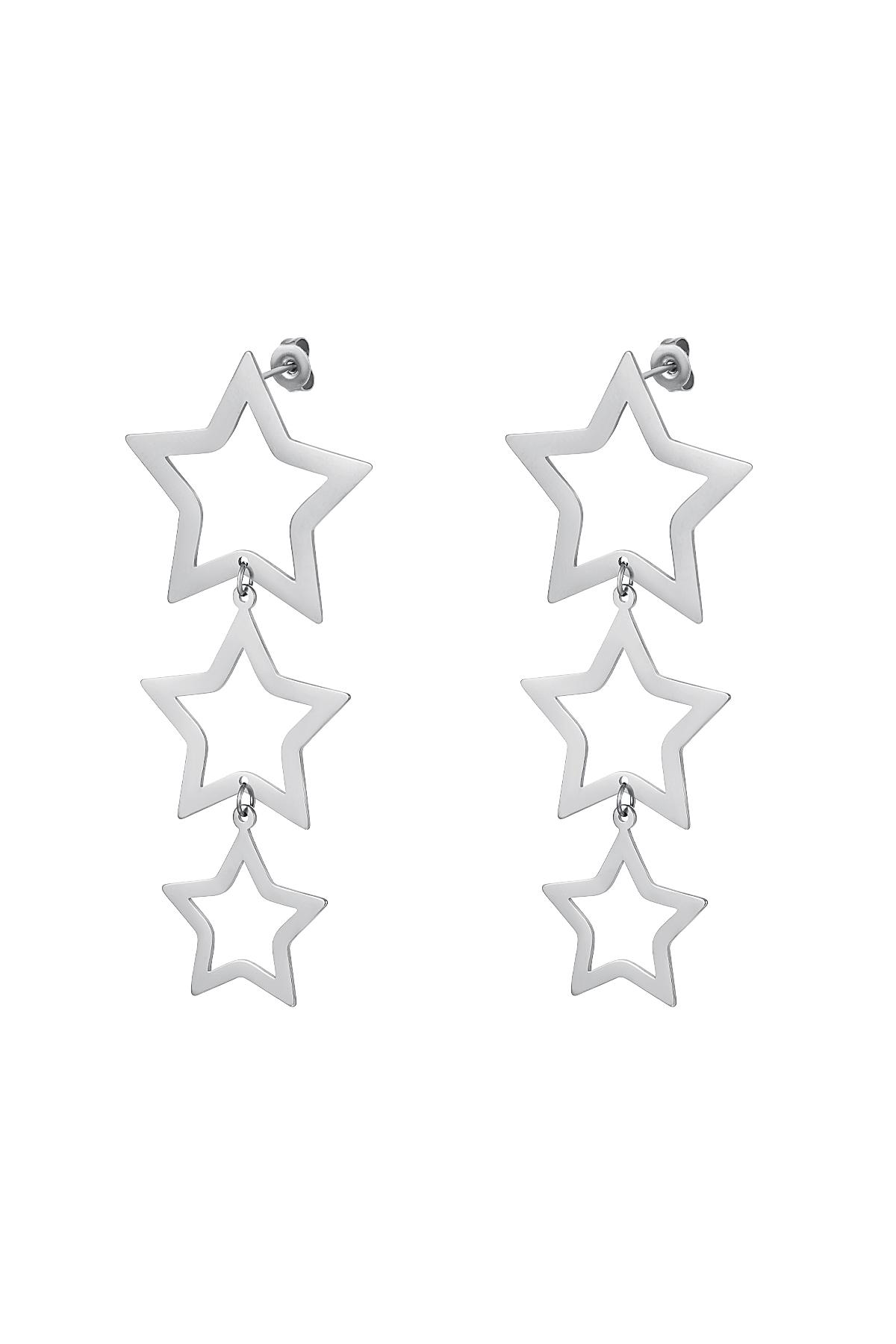 Stars earrings Silver Color Stainless Steel