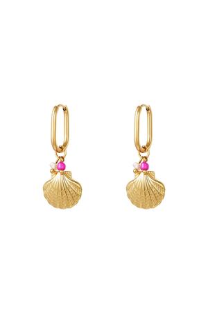 Dangling shell earrings - Beach collection Gold Stainless Steel h5 