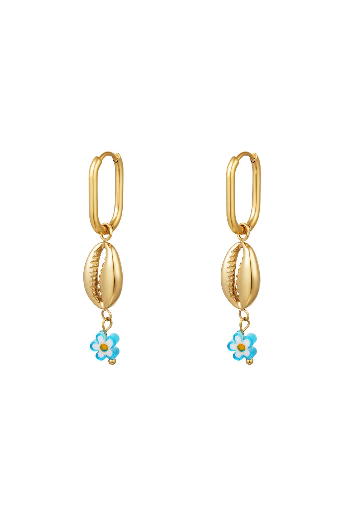 Blue daisy earrings - Beach collection Gold Stainless Steel 