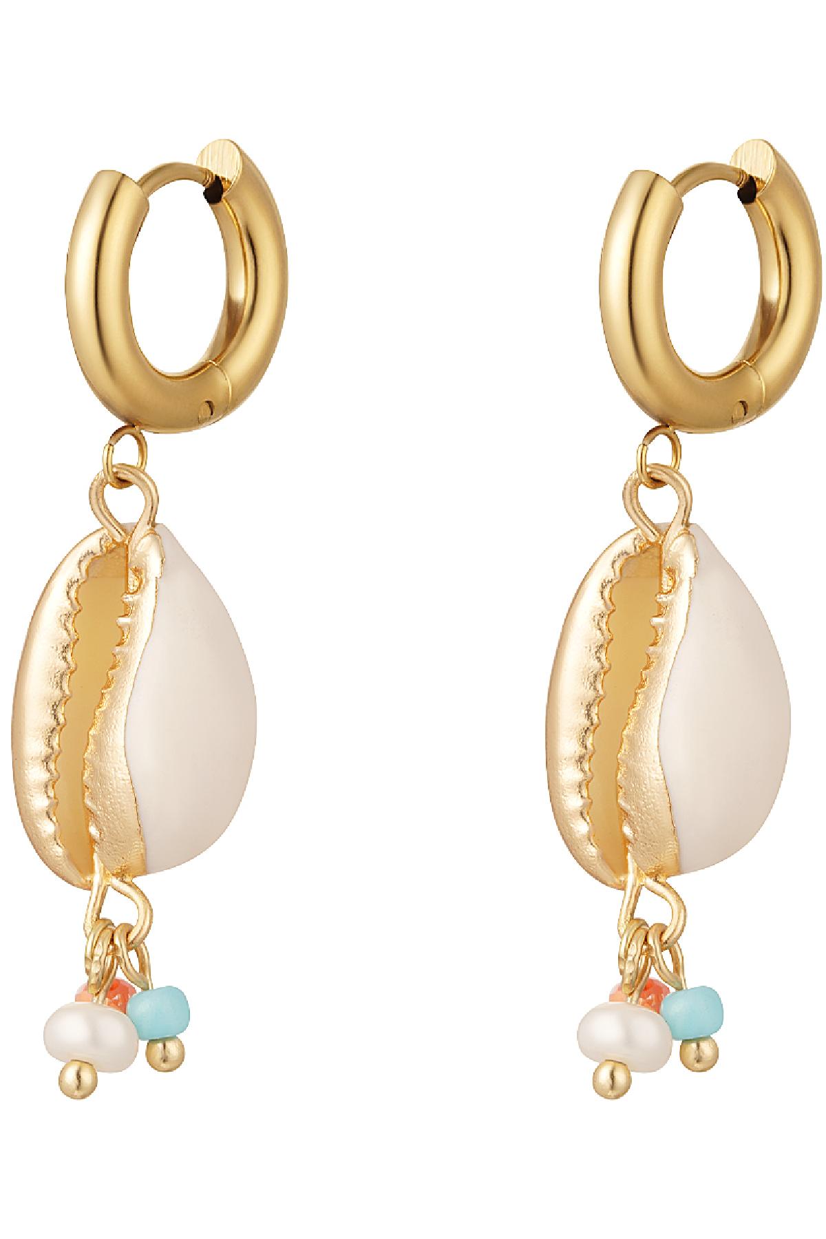 Dangling sea shell earrings - Beach collection Gold Color Stainless Steel 2