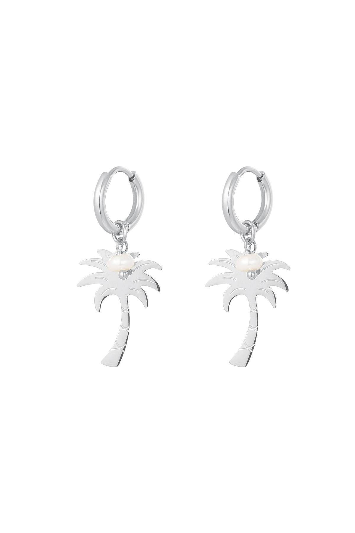 Palm tree earrings - Beach collection Silver Stainless Steel