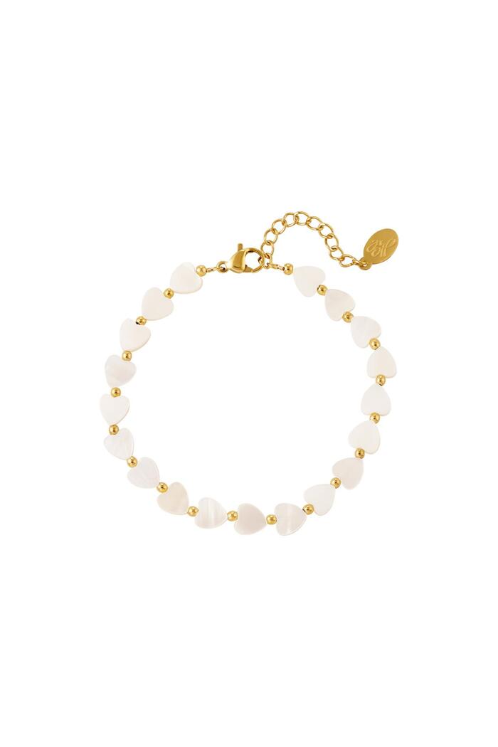 Bracelet coeur - Collection plage Or blanc Coquilles 