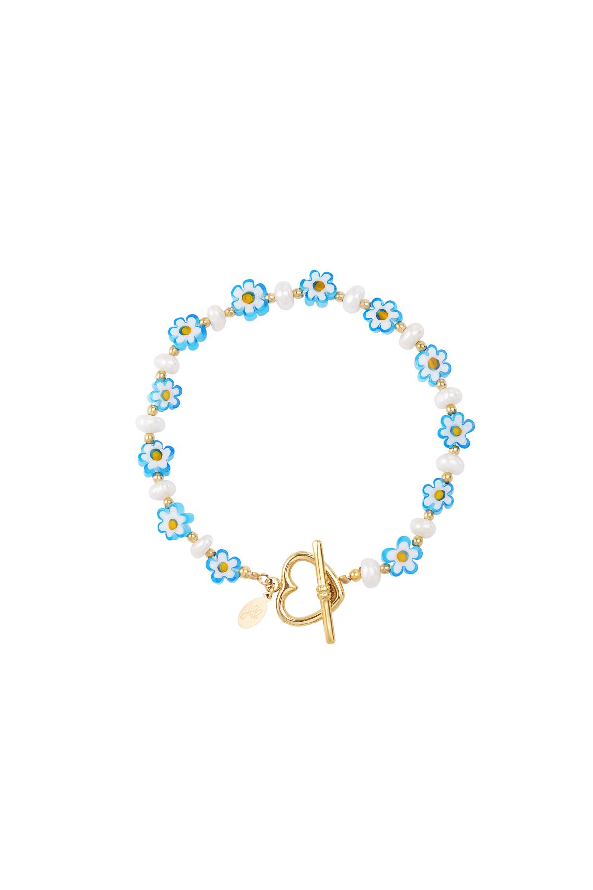 Small daisy bracelet - Beach collection Blue & Gold Stainless Steel h5 