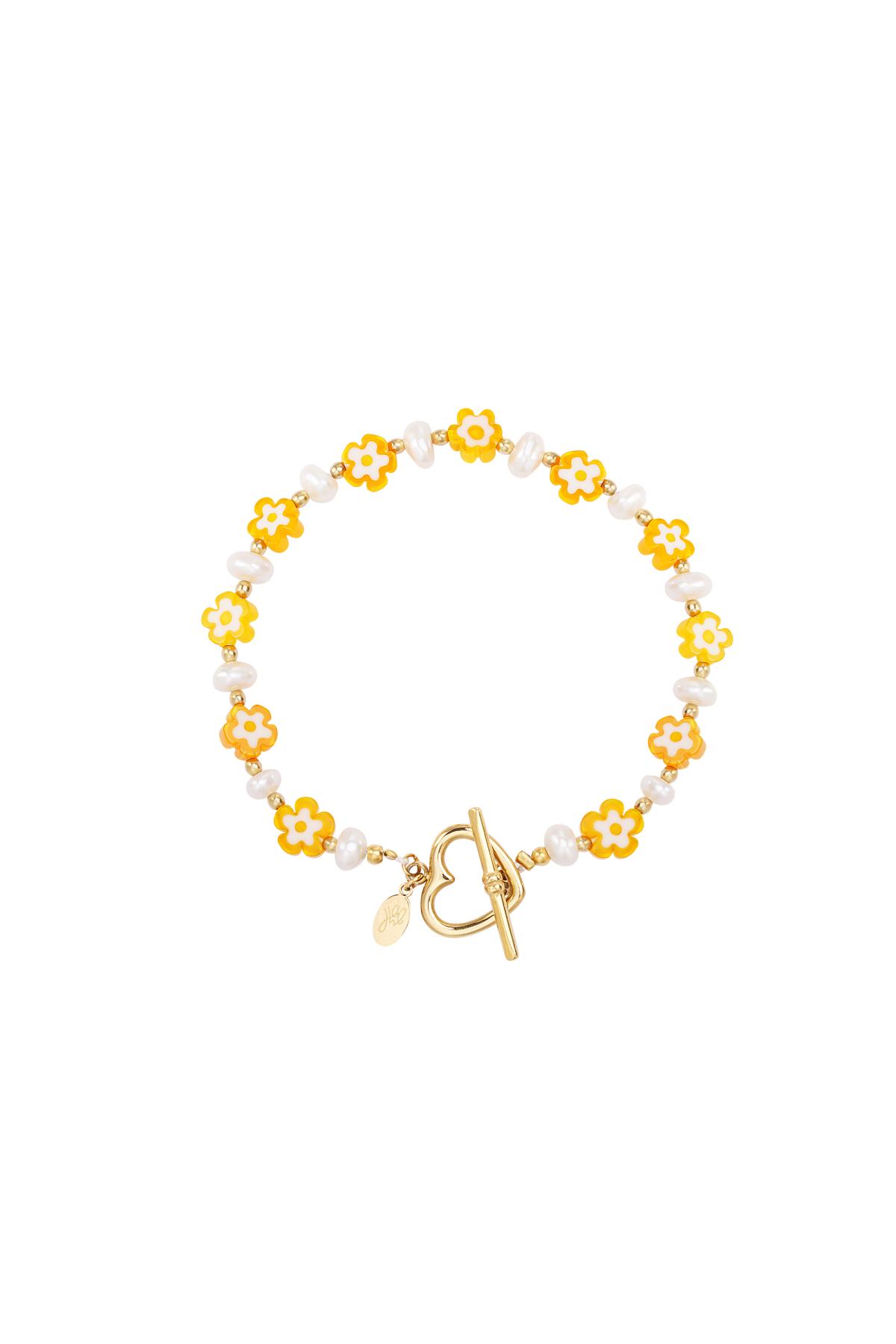 Small daisy bracelet - Beach collection Orange & Gold Stainless Steel 